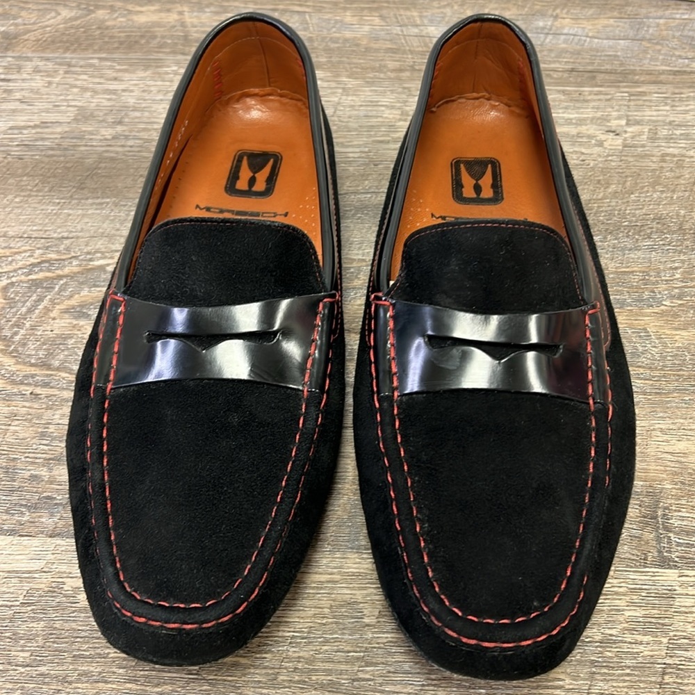 Moreschi Suede & Patent Leather Penny Loafers – Made in Italy – Size 10.5